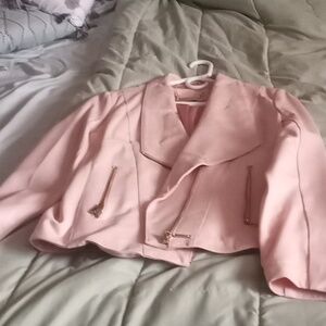 Women's Leather jacket,pink, Large, IMAN